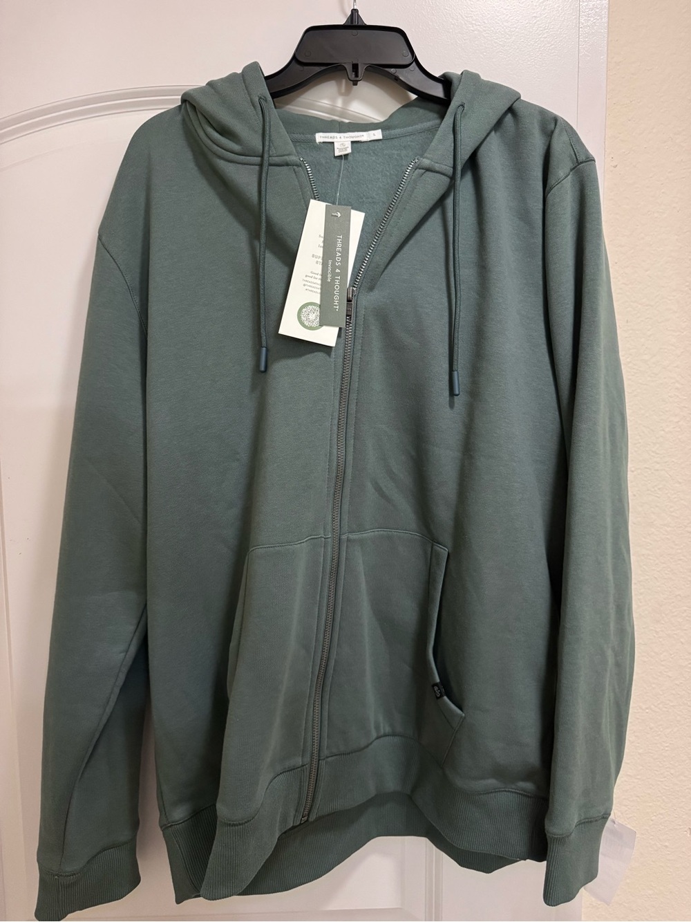 Threads 4 Thought Men's Zip-Up Hoodie in Sage Green